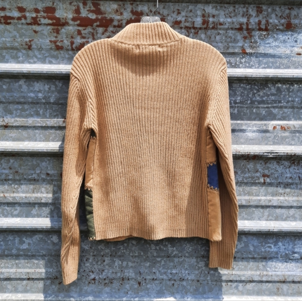 Patchwork Sweater Zip Up Dress Barn Jacket - Picture 9 of 10
